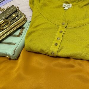 Anthropologie Midi Slip Skirt in Yellow